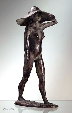 Bronze sculpture ''Lady with Hat''